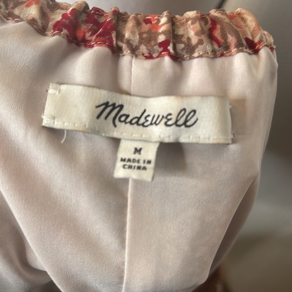 Madewell Silk Off Shoulder Dress Paisley Print Lined Sz M - Picture 8 of 11